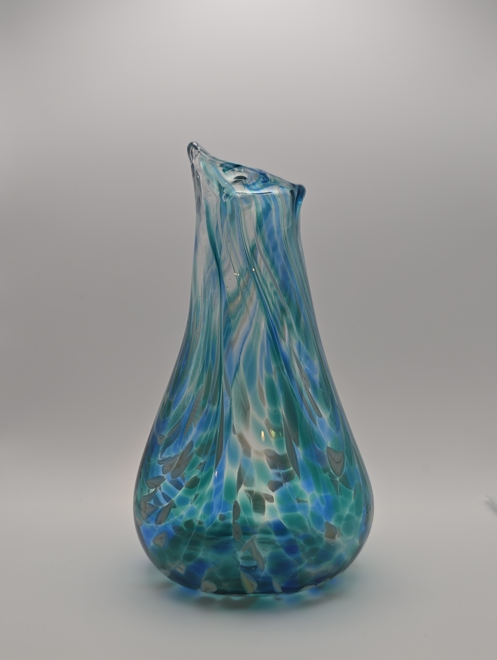 Handblown Blue-Green Art Glass Vase | Studio Art Glass